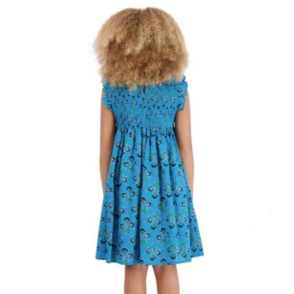 French Connection Youth Girl's Dress Dark Blue Floral Ruffle, Size S (7/8) - Picture 3 of 4